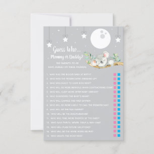 Convites Dormindo Jogo Do Chá de fraldas Koala Adivinha Que