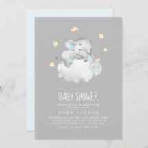 Dormindo pequeno elefante | CHÁ DE FRALDAS CINZA