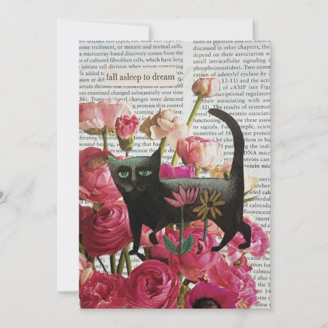 Convites Dormir para Sonhar Flores Rosa Quentes de Gato Pre (Frente)