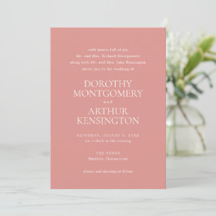 Convites Dorothy Coral Pink Elegant Wedding