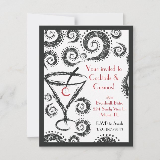 Convites dos cocktail & do cosmos (Frente)
