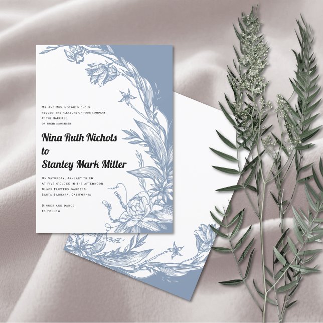 Convites Dosagem de flores azuis típicas do casamento flora (Criador carregado)