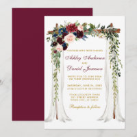 Dossel de Noiva Arco de Água-Marinha Floral Dourad
