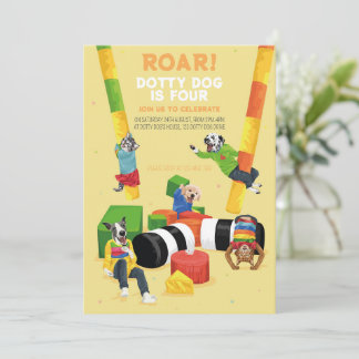 Convites Dotog Roar Soft Play 4ª Festa de Aniversário