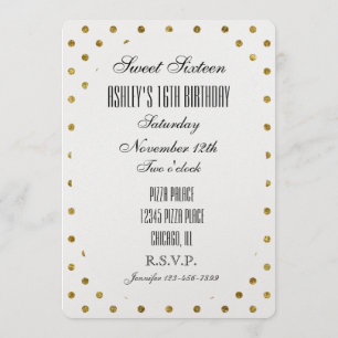 Convites Dotos Glam Dourados Chic Sweet 16