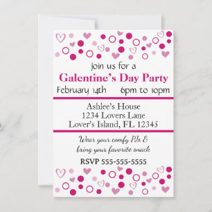 Convites Dots Hearts Galentine ou Partido Dia de os namorad