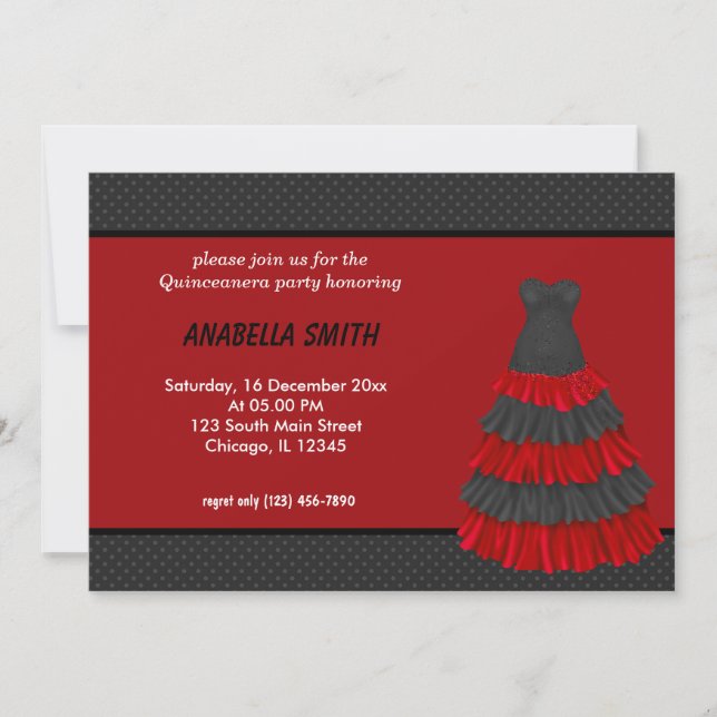 Convites Dots Sweet Quinceanera (Frente)