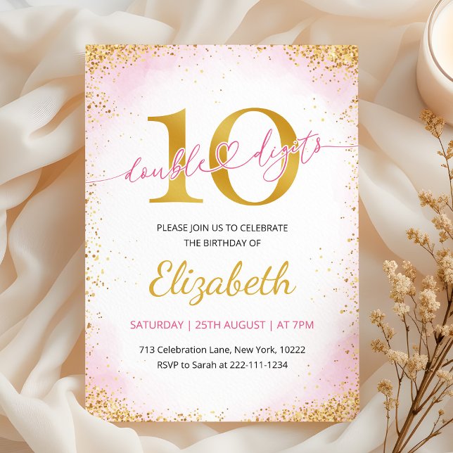 Convites Double Digits Girl 10th Birthday  (Criador carregado)
