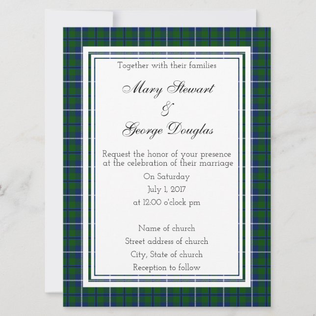 Convites Douglas Scottish Wedding Invitation (Frente)