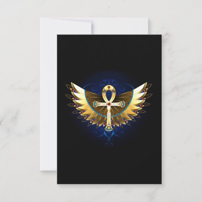 Convites Dourada Ankh com Asas (Frente)