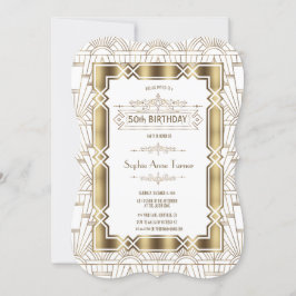 Convites Dourada Arte Branca Deco Gatsby 20s 50th Festa de