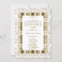 Convites Dourada Arte Branca Deco Gatsby Estilo 20s Sweet 1