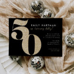 Convites Dourada branca moderna - Festa de aniversário 50<br><div class="desc">O moderno Convite de aniversário Dourado Glitter 50º apresenta um grande e moderno 50 em falso brilho dourado.</div>
