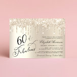 Convites Dourada brilhante 60ª Festa de aniversário<br><div class="desc">Celebre seus 60 anos de brilho com este elegante convite de aniversário 🎉 brilho dourado 🎂 que apresenta "50 & Fabuloso" escrito em um roteiro de na moda contra fundo dourado,  com gotas de brilho dourado.</div>