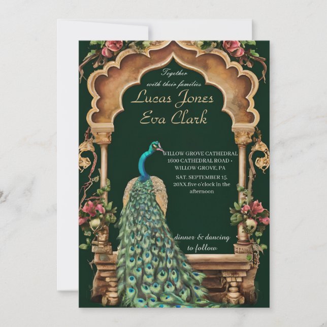 Convites Dourada Burgundy Mehendi Henna Indian Weding Convi (Frente)