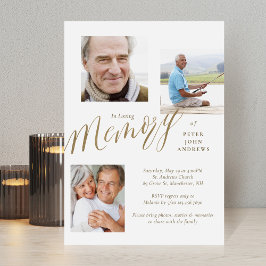 Convites Dourada Caligrafia 3 Foto No Funeral Da Memória Am