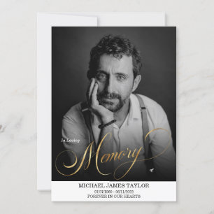 Convites Dourada Caligrafia Foto No Funeral Da Memória De A