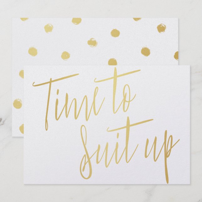 Convites Dourada caligrafia "Hora de vestir-se" (Frente/Verso)