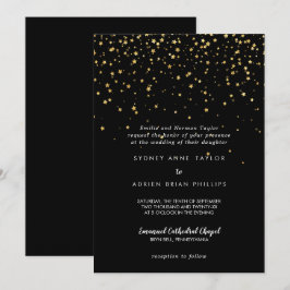 Convites Dourada Confetti | Casamento Tradicional Negro