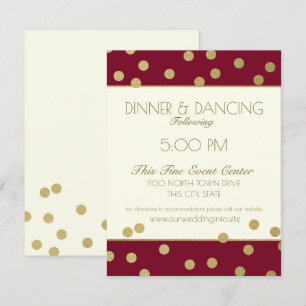 Convites Dourada Confetti Dots Ivory e Recepção Burgundy