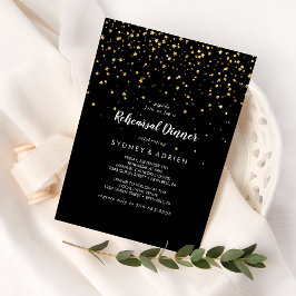 Convites Dourada Confetti | Janto de ensaio negro