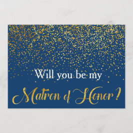 Convites Dourada Confetti Marinho será a minha mãe de honra