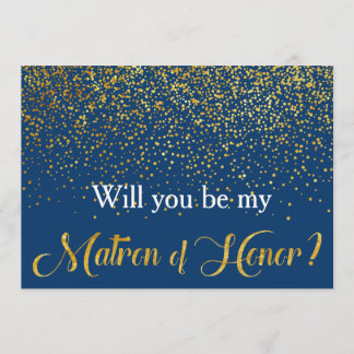 Convites Dourada Confetti Marinho será a minha mãe de honra