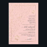 Convites Dourada cor-de-rosa Bat Mitzvah sobre Confetti Dia<br><div class="desc">Este elegante e único convite Bat Mitzvah é ideal para um evento clássico e formal. Ele apresenta um confete brilhante de ouro cintilante impresso em falso, espalhado diagonalmente pelo convite na parte superior de uma borda de retângulo ouro fino com um fundo cor-de-rosa pincelado. É chic, moderno, luxuoso, bonito, simples...</div>