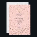 Convites Dourada cor-de-rosa Confetti Terrarium Bat Mitzvah<br><div class="desc">Este elegante e luxuoso convite do Bat Mitzvah é perfeito para um evento clássico e formal. Ele apresenta um confete brilho dourado cintilante impresso à volta e sobre uma borda geométrica fina de terrário dourado e fundo cor-de-rosa pincelado. É chico, glamouroso, moderno, simples e bonito; o melhor design para o...</div>
