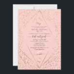 Convites Dourada cor-de-rosa Confetti Terrarium Bat Mitzvah<br><div class="desc">Este elegante e luxuoso convite do Bat Mitzvah é perfeito para um evento clássico e formal. Ele apresenta um confete brilho dourado cintilante impresso à volta e sobre uma borda geométrica fina de terrário dourado e fundo cor-de-rosa pincelado. É chico, glamouroso, moderno, simples e bonito; o melhor design para o...</div>