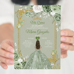 Convites Dourada Coroa Sage Green Mis Quince 15 Anos Dresse<br><div class="desc">Quinceañera Sage Green Crown Dirige Convite Mis Quince 15 Anos,  16º aniversário.</div>