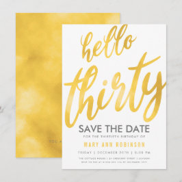 Convites Dourada Data de Salvamento Branca 30 Festas de ani