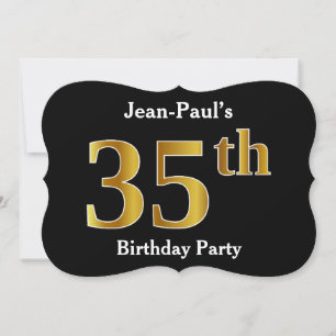 Convites Dourada de aparência 35ª Festa de aniversário + no