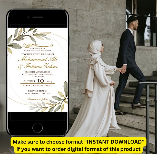 Convites Dourada deixa Elegance Muçulmano Nogah (Criador carregado)