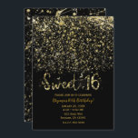 Convites Dourada Dust Glitter e Black Sweet 16 Partido Deze<br><div class="desc">personalizar para o seu evento</div>