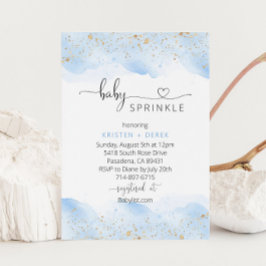 Convites Dourada e azul aspersão do Chá de fraldas de Aquar