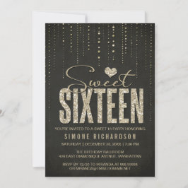 Convites Dourada e brilhante visual doce 16 (dezesseis)