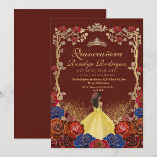 Convites Dourada e Red Burgundy Quinceanera Beauty e melhor