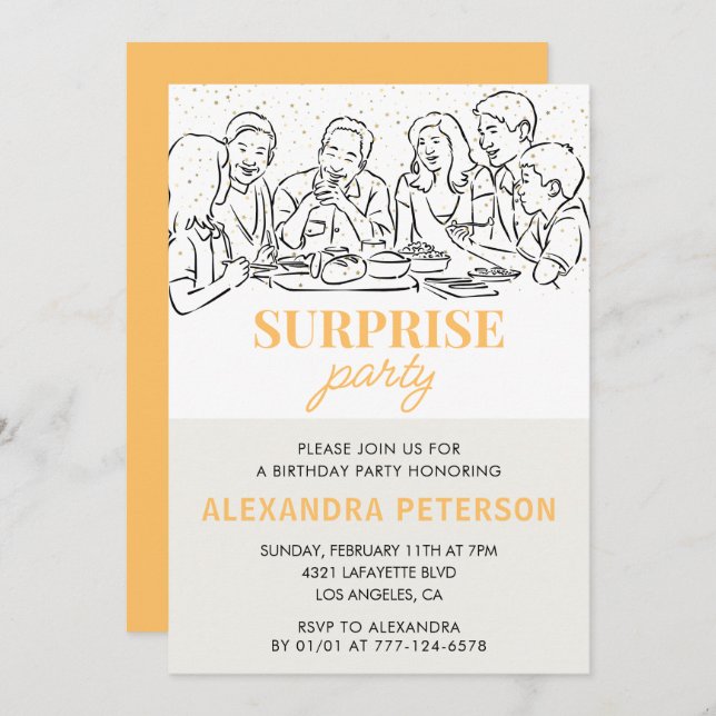 Convites Dourada Family Surprise party de 49 anos (Frente/Verso)