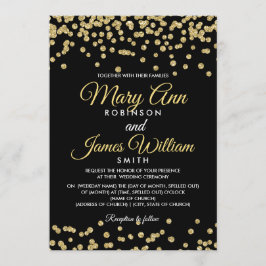 Convites Dourada Faux Glitter Confetti Elegante Casamento P