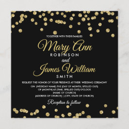 Convites Dourada Faux Glitter Confetti Elegante Casamento P