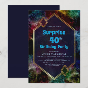 Convites Dourada Festa de aniversário de 40 anos de Surpres
