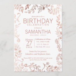 Convites Dourada Festa de aniversário Floral Rosa Branca El