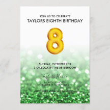 Dourada Festa de aniversário verde brilhante 8ª