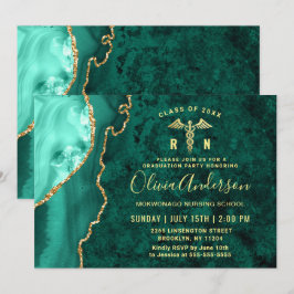 Convites Dourada Festa de formatura de Enfermagem Emerald R