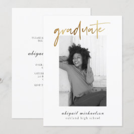 Convites Dourada Festa de formatura de Fotos Moderna Faux