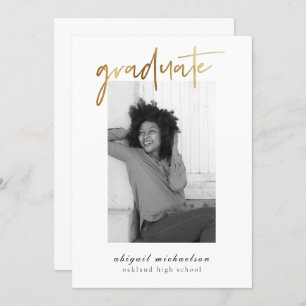 Convites Dourada Festa de formatura de Fotos Moderna Faux