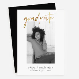 Convites Dourada Festa de formatura de Fotos Moderna Faux