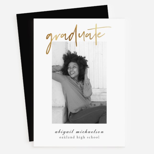 Convites Dourada Festa de formatura de Fotos Moderna Faux (Criador carregado)