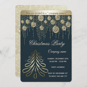 Convites Dourada festa de Natal corporativa de luxo